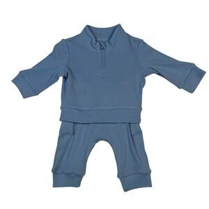 Cloud Island 2 Piece Outfit Boys Newborn Blue Pant's 1/4 Zip Long Sleeve NWT